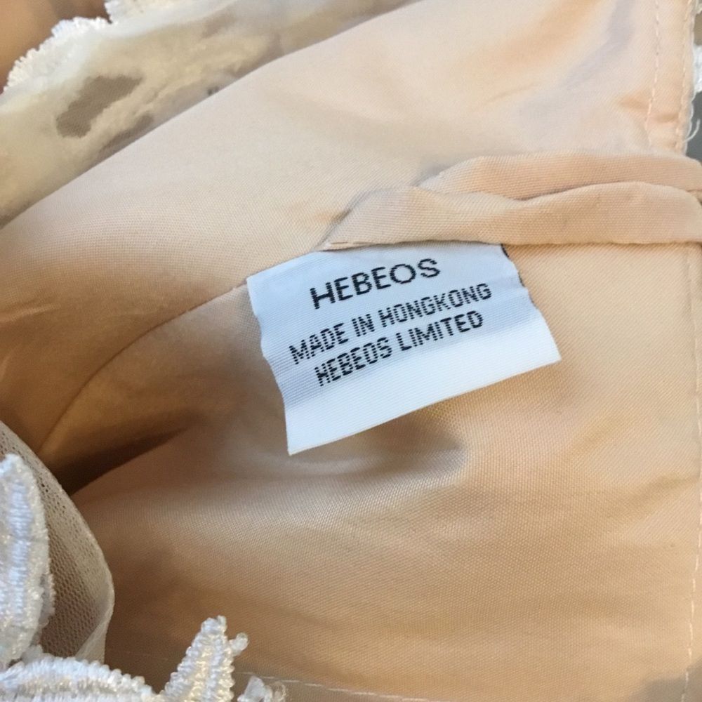 NWT blush pink and white embroidery leaf toile Hebeos short wedding dress 18/20W - Picture 8 of 9